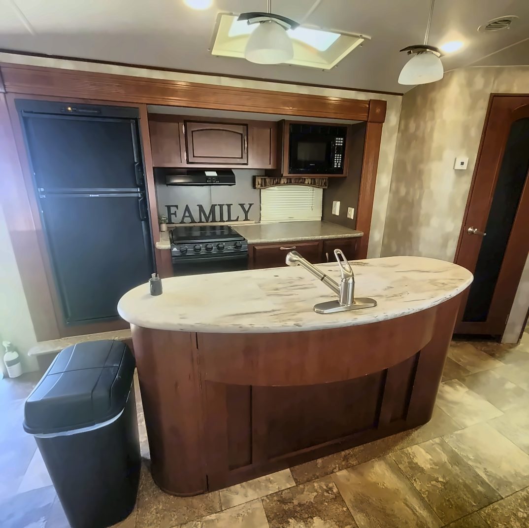 Kitchen island with double sink